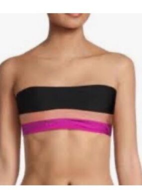 DKNY Black, Copper & Magenta Strapless Colorblock Bandeau Top